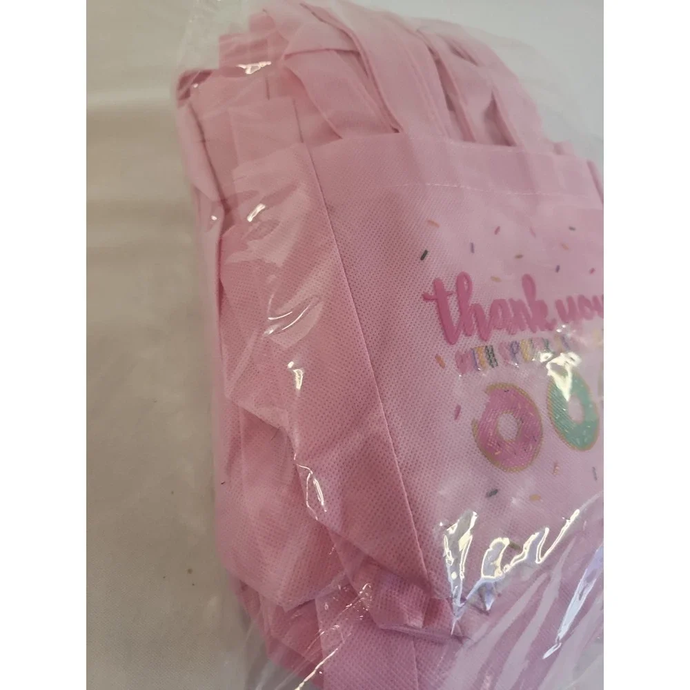 Set Of 31 Thank You Bags W/‎ Handles Dounts & Sprinkles Pink